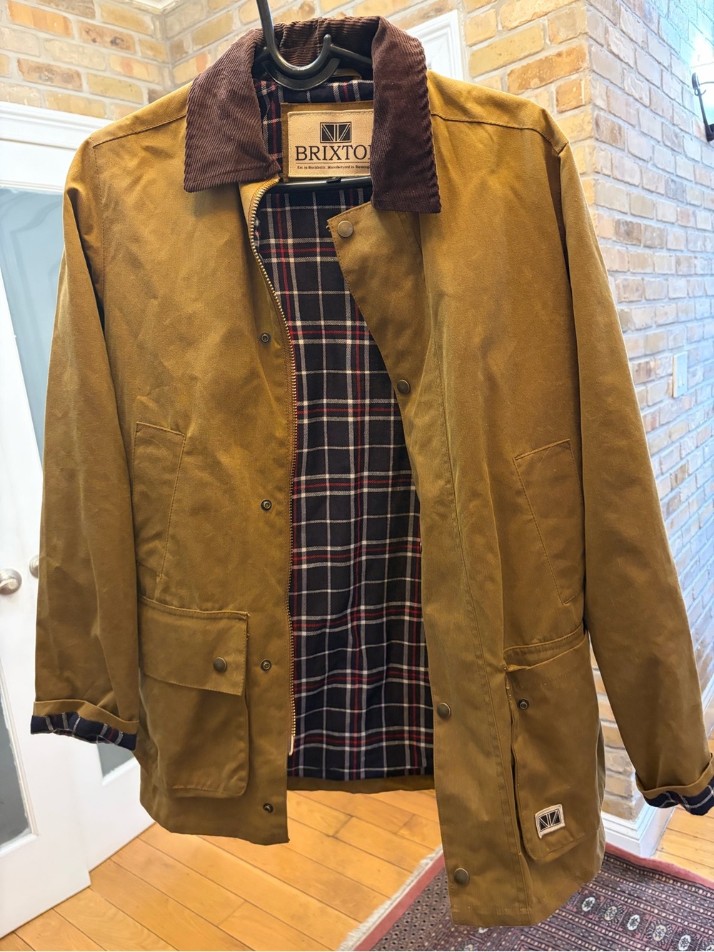 Brixtol Men's Field Coat in Mustard with Brown Corduroy Collar (Made in England)